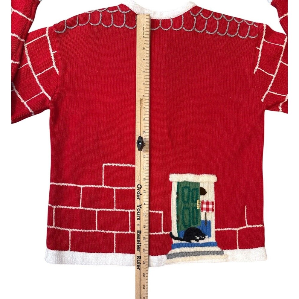 Vtg Susan Bristol Crazy Cat Lady Ugly Christmas Sweater Button Up Cardigan Sz M - Picture 5 of 10